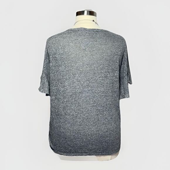 Old Navy T-Shirt Women’s XXL Gray Linen Blend Ruffle Sleeve Top NWT - Picture 3 of 8